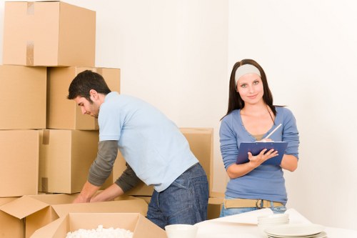 Packed boxes and household items prepared for transport in Old Coulsdon